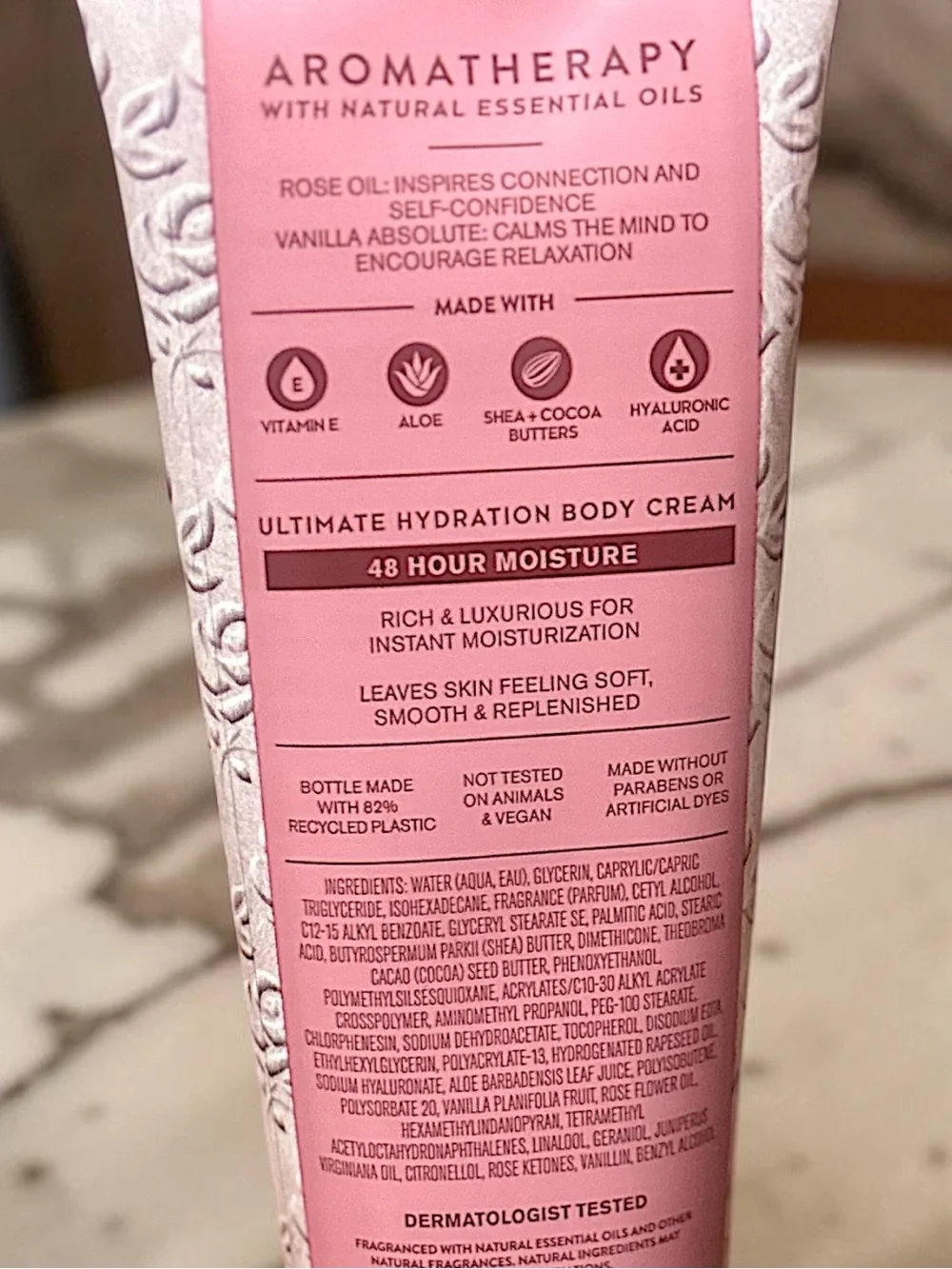 Bath & Body Works Inspire Love Rose + Vanilla Body Cream - Light Pink